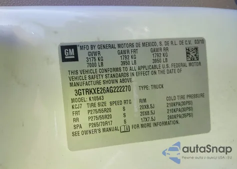 2010 GMC Sierra 1500 Denali from USA, damaged, VIN 3GTRKXE26AG222270
